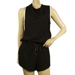 Helmut Lang Black White Trim Torsion Sleeveless Romper Playsuit Shorts size 2